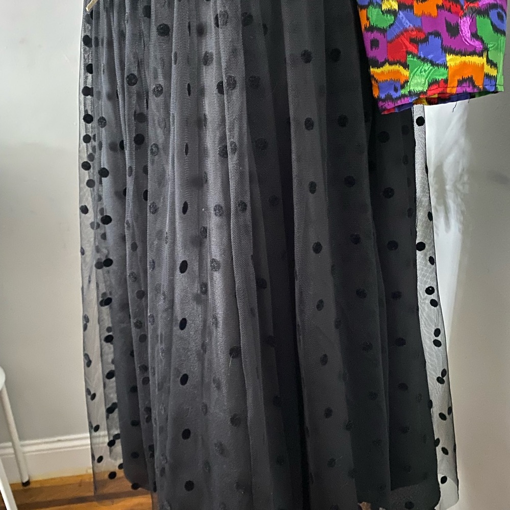 Black Polkadot Mesh overlay skater skirt - Picture 4 of 4